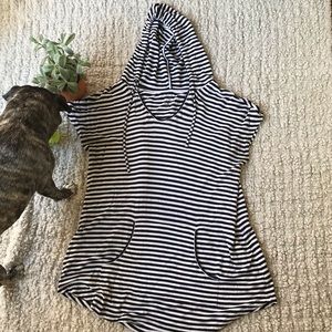 Black and white striped hoodie tunic from Soma